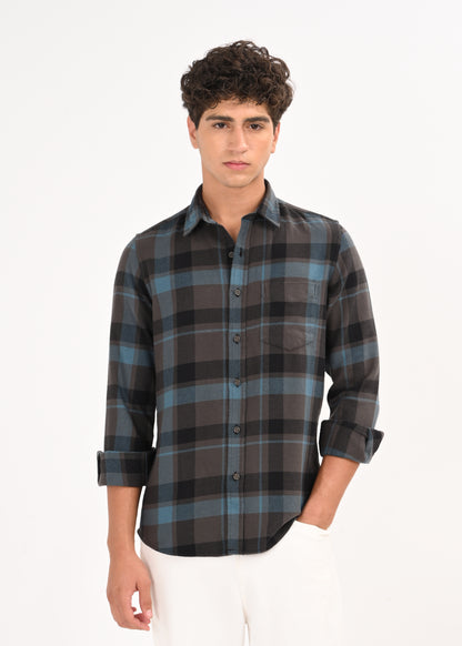 Multi-Colored Classic Check Shirt Blue
