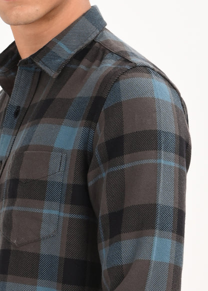 Multi-Colored Classic Check Shirt Blue