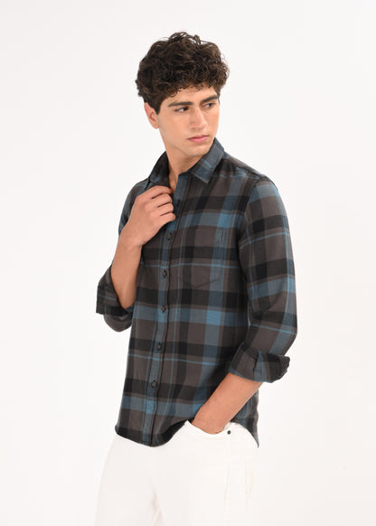 Multi-Colored Classic Check Shirt Blue