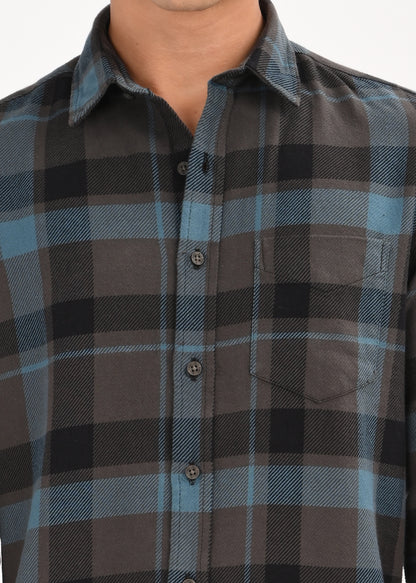 Multi-Colored Classic Check Shirt Blue
