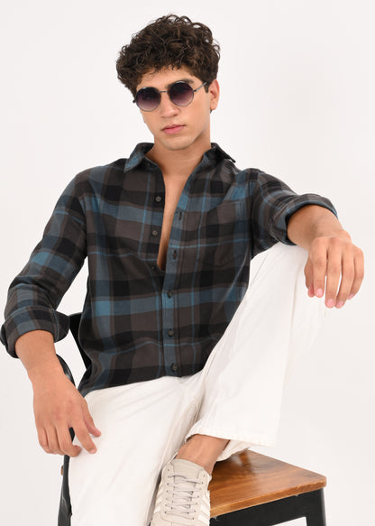 Multi-Colored Classic Check Shirt Blue