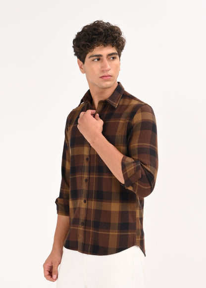 Multi-Colored Classic Check Shirt Coffee