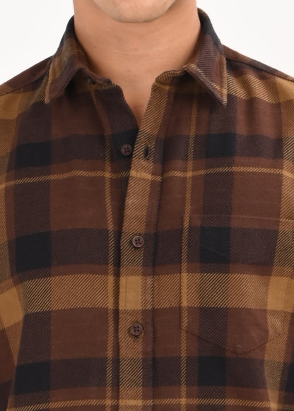 Multi-Colored Classic Check Shirt Coffee