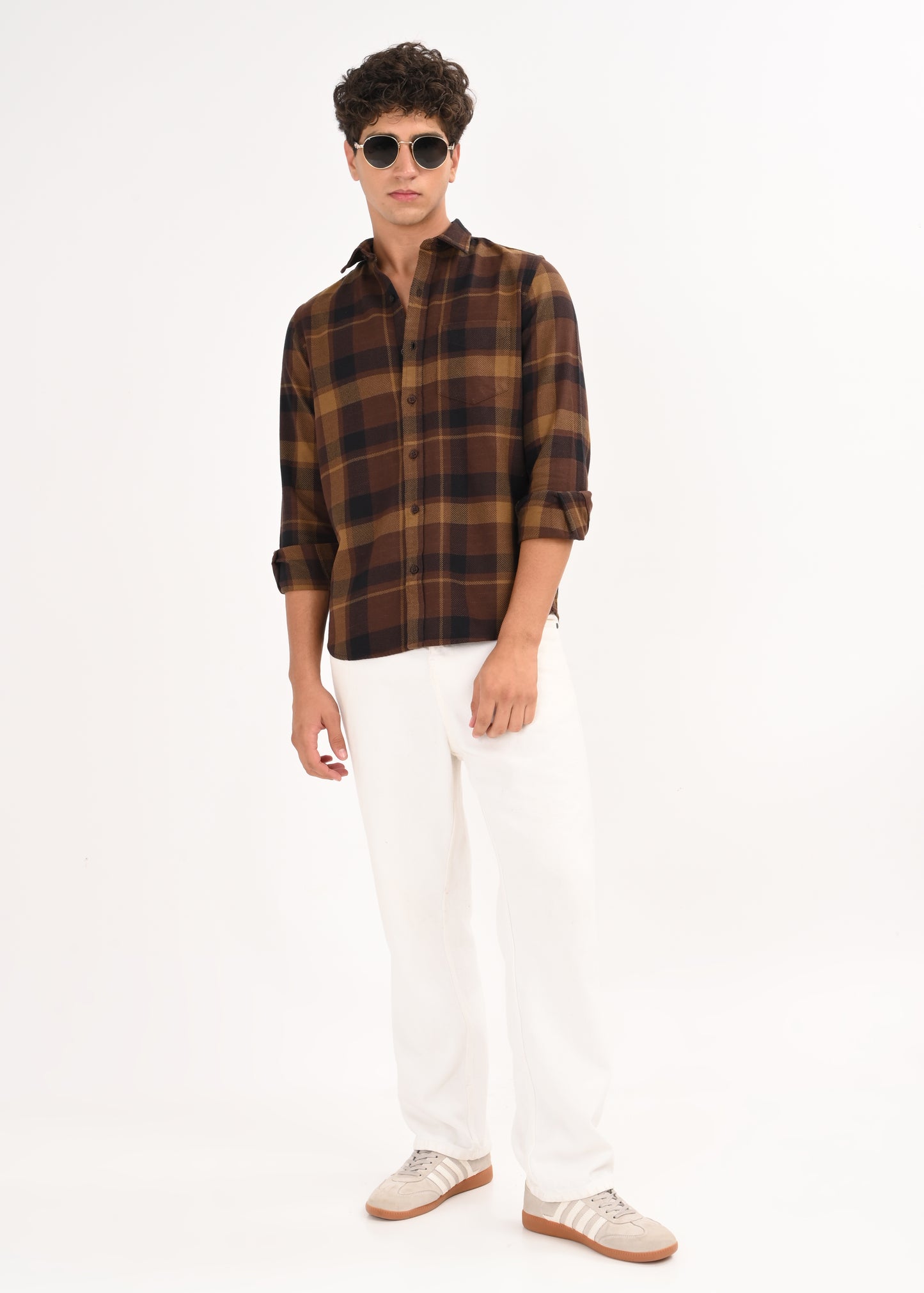Multi-Colored Classic Check Shirt Coffee