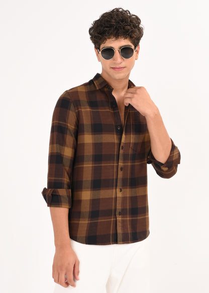 Multi-Colored Classic Check Shirt Coffee