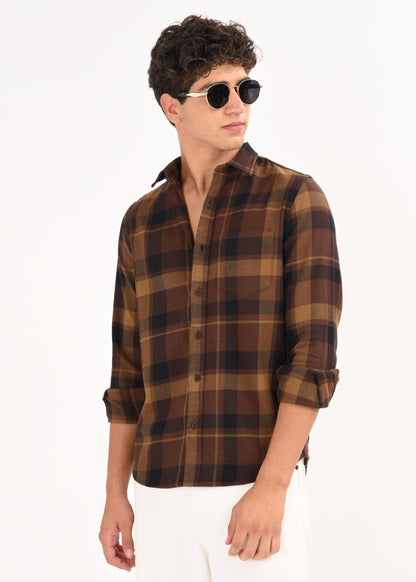 Multi-Colored Classic Check Shirt Coffee