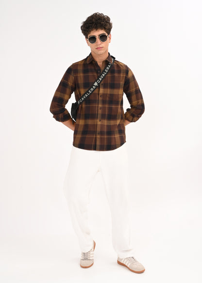 Multi-Colored Classic Check Shirt Coffee