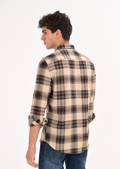 Multi-Colored Classic Check Shirt Brown