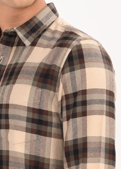 Multi-Colored Classic Check Shirt Brown