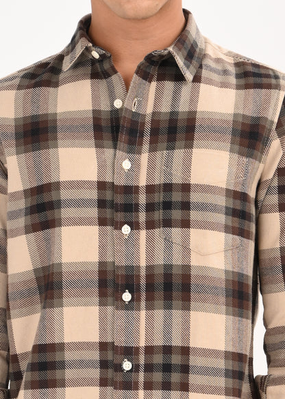 Multi-Colored Classic Check Shirt Brown