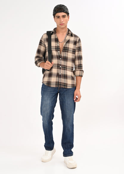 Multi-Colored Classic Check Shirt Brown