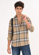 Herringbone Check Shirt Khaki