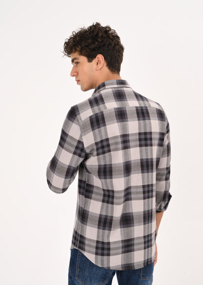 Multi-Colored Classic Check Shirt Grey