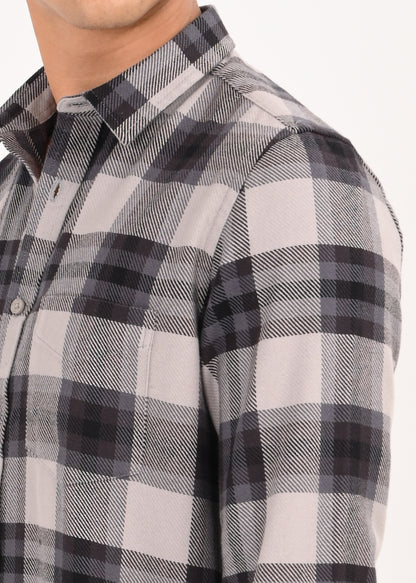 Multi-Colored Classic Check Shirt Grey