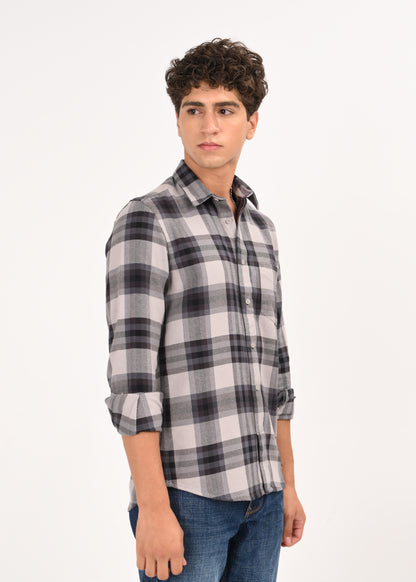 Multi-Colored Classic Check Shirt Grey