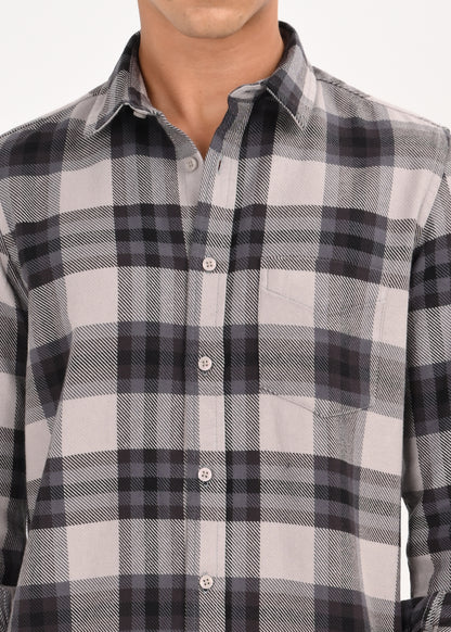 Multi-Colored Classic Check Shirt Grey
