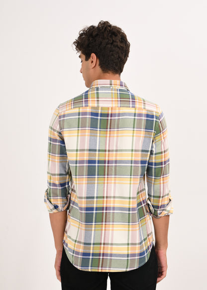 Multi-Colored Classic Check Shirt Yellow