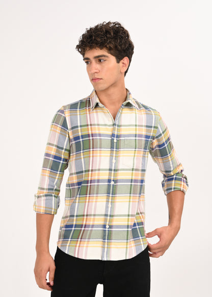 Multi-Colored Classic Check Shirt Yellow