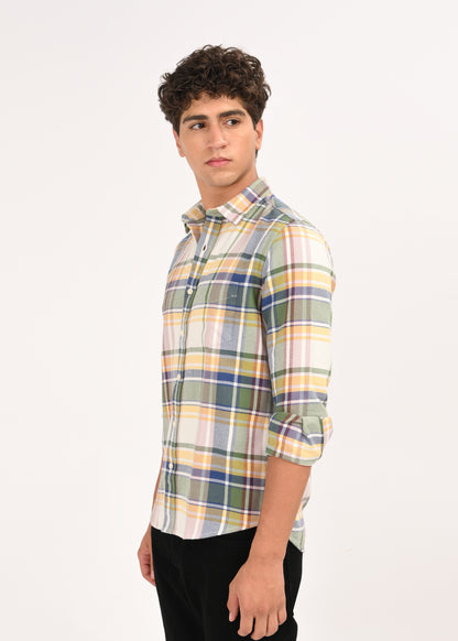 Multi-Colored Classic Check Shirt Yellow