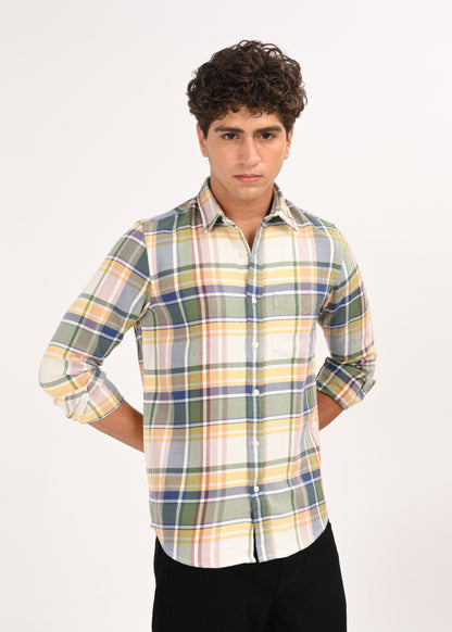 Multi-Colored Classic Check Shirt Yellow