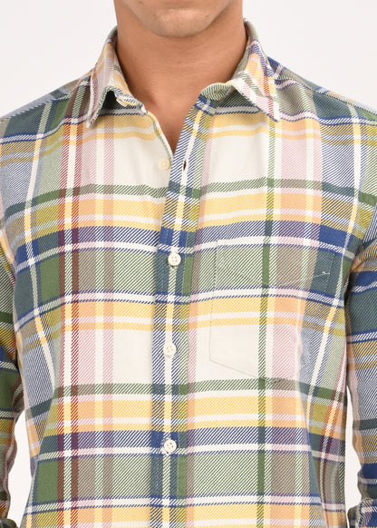 Multi-Colored Classic Check Shirt Yellow