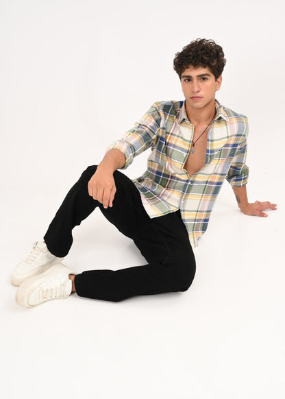 Multi-Colored Classic Check Shirt Yellow