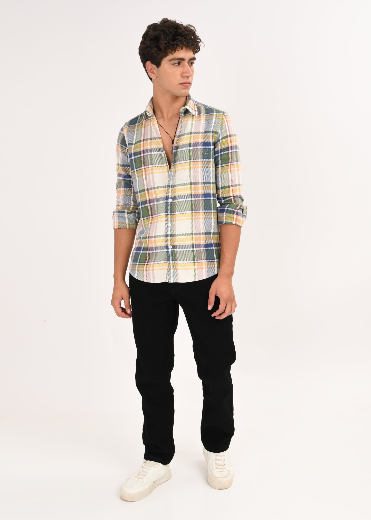 Multi-Colored Classic Check Shirt Yellow