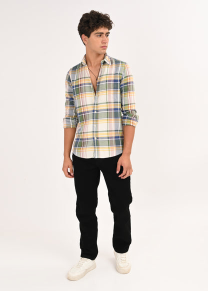Multi-Colored Classic Check Shirt Yellow