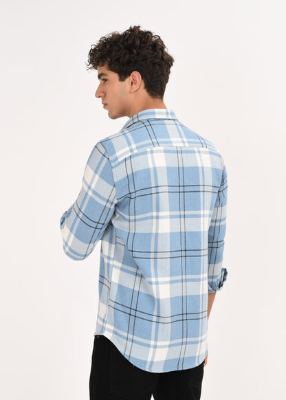 Herringbone Check Shirt Navy