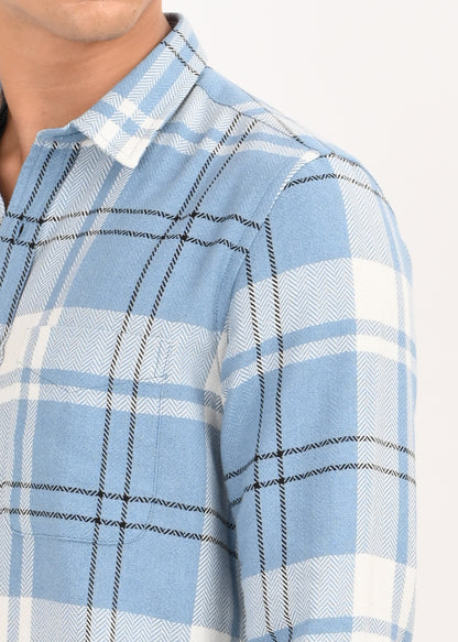 Herringbone Check Shirt Navy