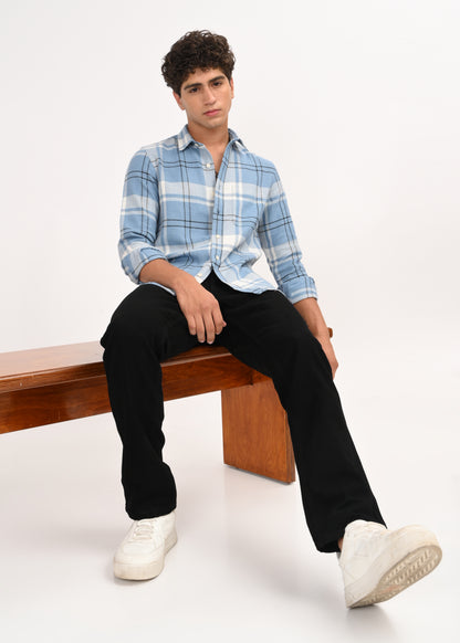 Herringbone Check Shirt Navy