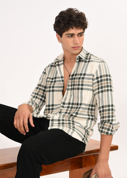 Multi-Colored Classic Check Shirt Cream