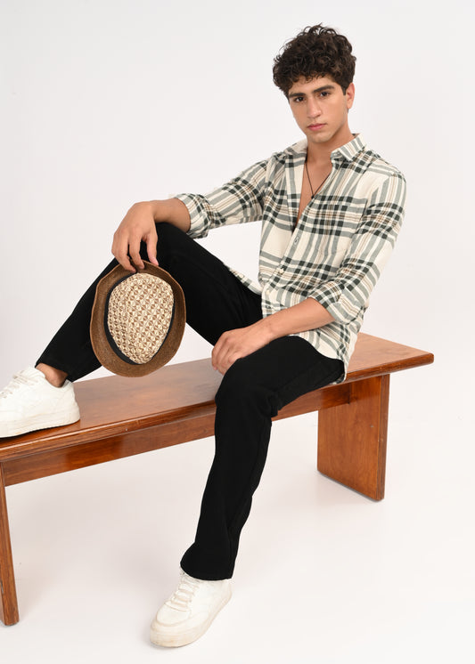 Multi-Colored Classic Check Shirt Cream