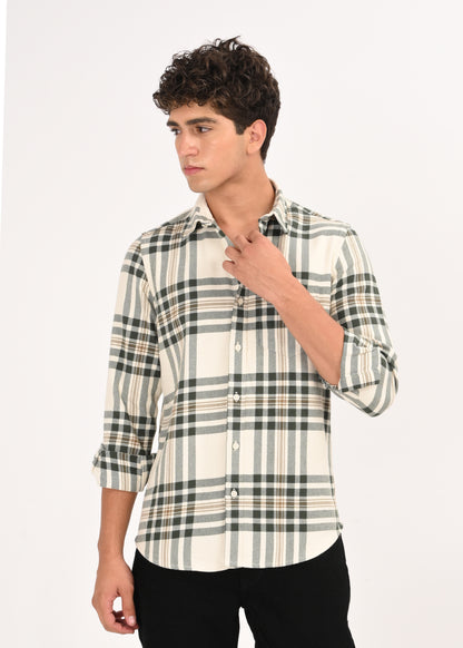 Multi-Colored Classic Check Shirt Cream