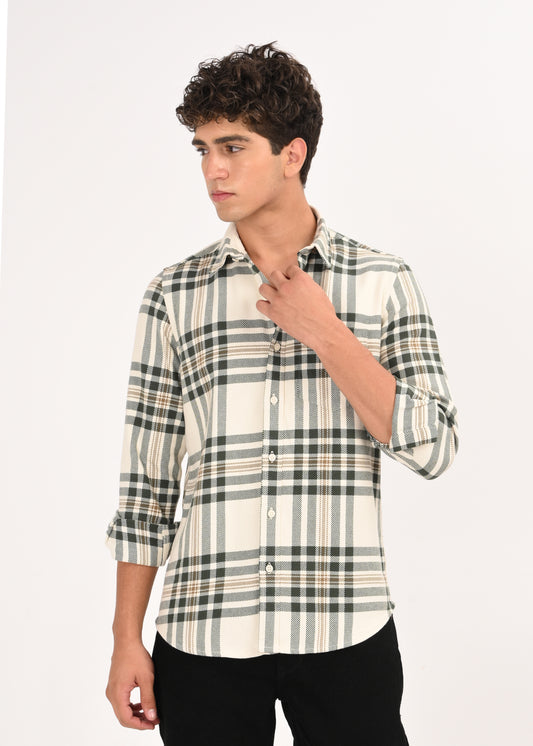 Multi-Colored Classic Check Shirt Cream