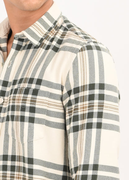 Multi-Colored Classic Check Shirt Cream