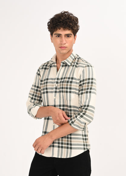 Multi-Colored Classic Check Shirt Cream