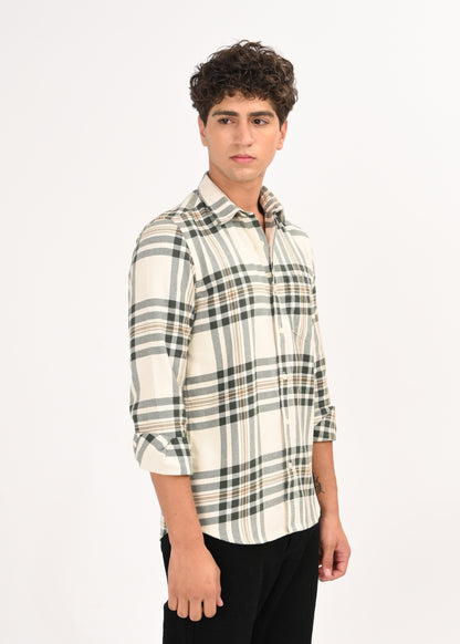 Multi-Colored Classic Check Shirt Cream