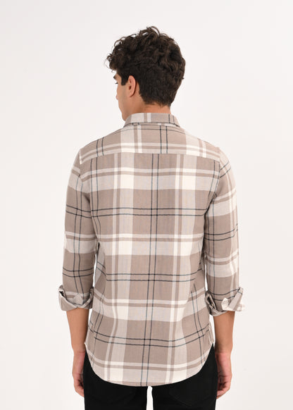 Herringbone Check Shirt Lt Beige
