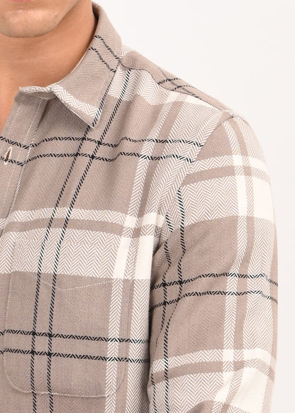 Herringbone Check Shirt Lt Beige