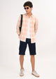 Linen-Cotton Check Shirt Peach
