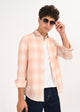Linen Check Shirt Peach