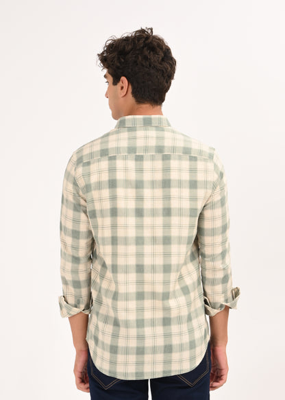 Linen Check Shirt Green