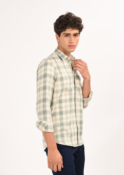 Linen Check Shirt Green