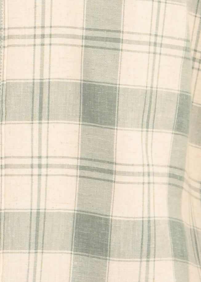 Linen-Cotton Check Shirt Green