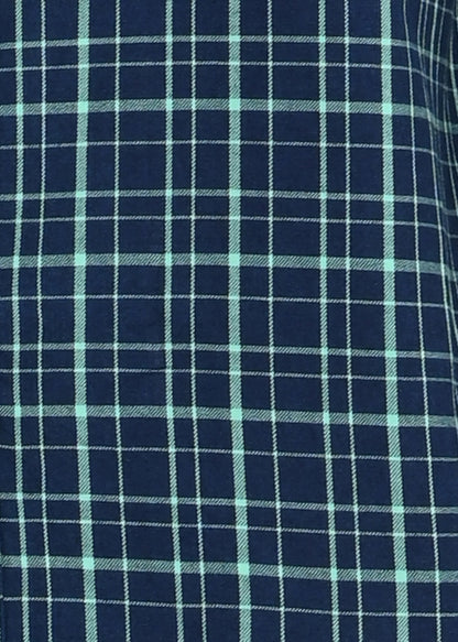 Indigo-Dyed 100% Cotton Check Shirt Green