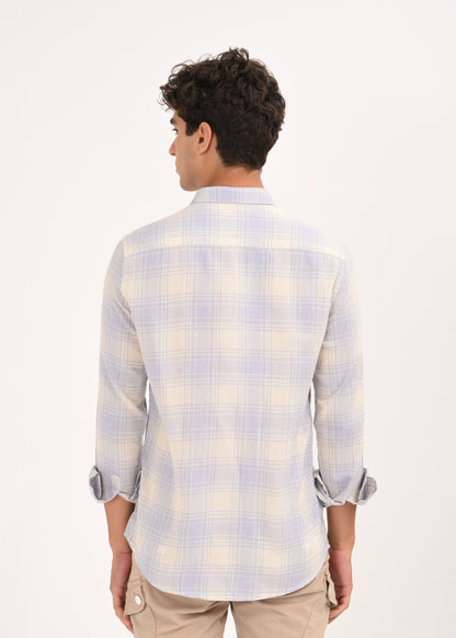 Linen Check Shirt Blue