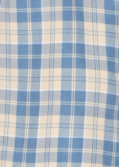 Indigo-Dyed 100% Cotton Check Shirt Beige