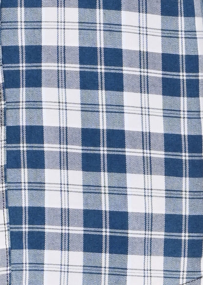 Indigo-Dyed 100% Cotton Check Shirt Lt Blue