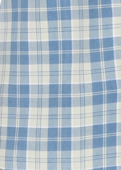 Indigo-Dyed 100% Cotton Check Shirt Lt Green